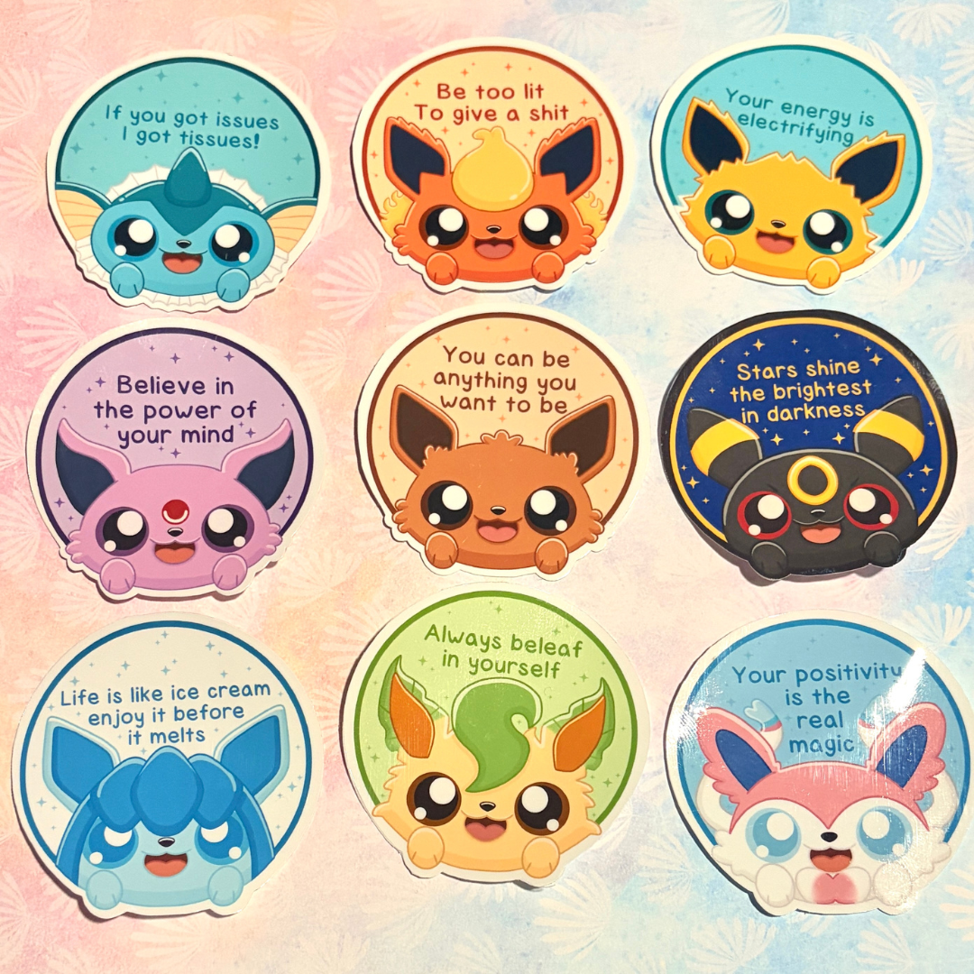 Kawaii Eeveelutions Mental Health Stickers - Image 2