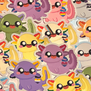 Kawaii LGBTQ+ Axolotl Stickers Pride Flags Stickers
