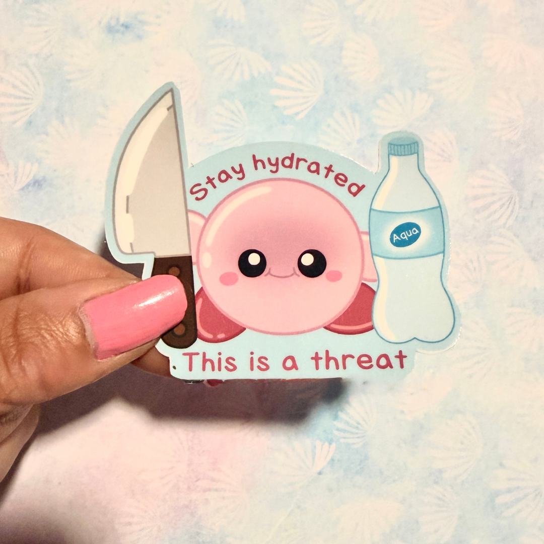 Stay Hydrated This is A Threat Kirby Fan Art Sticker