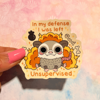 Kawaii In my defense.. | Chaos the Possum Sticker